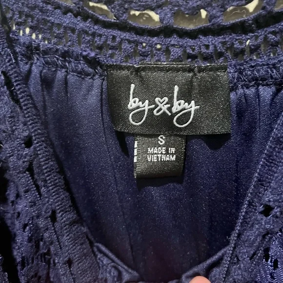 New Boho Navy Blue Floral Lace Cold Shoulder Dress Spring Summer Cute Vacation - Picture 9 of 12